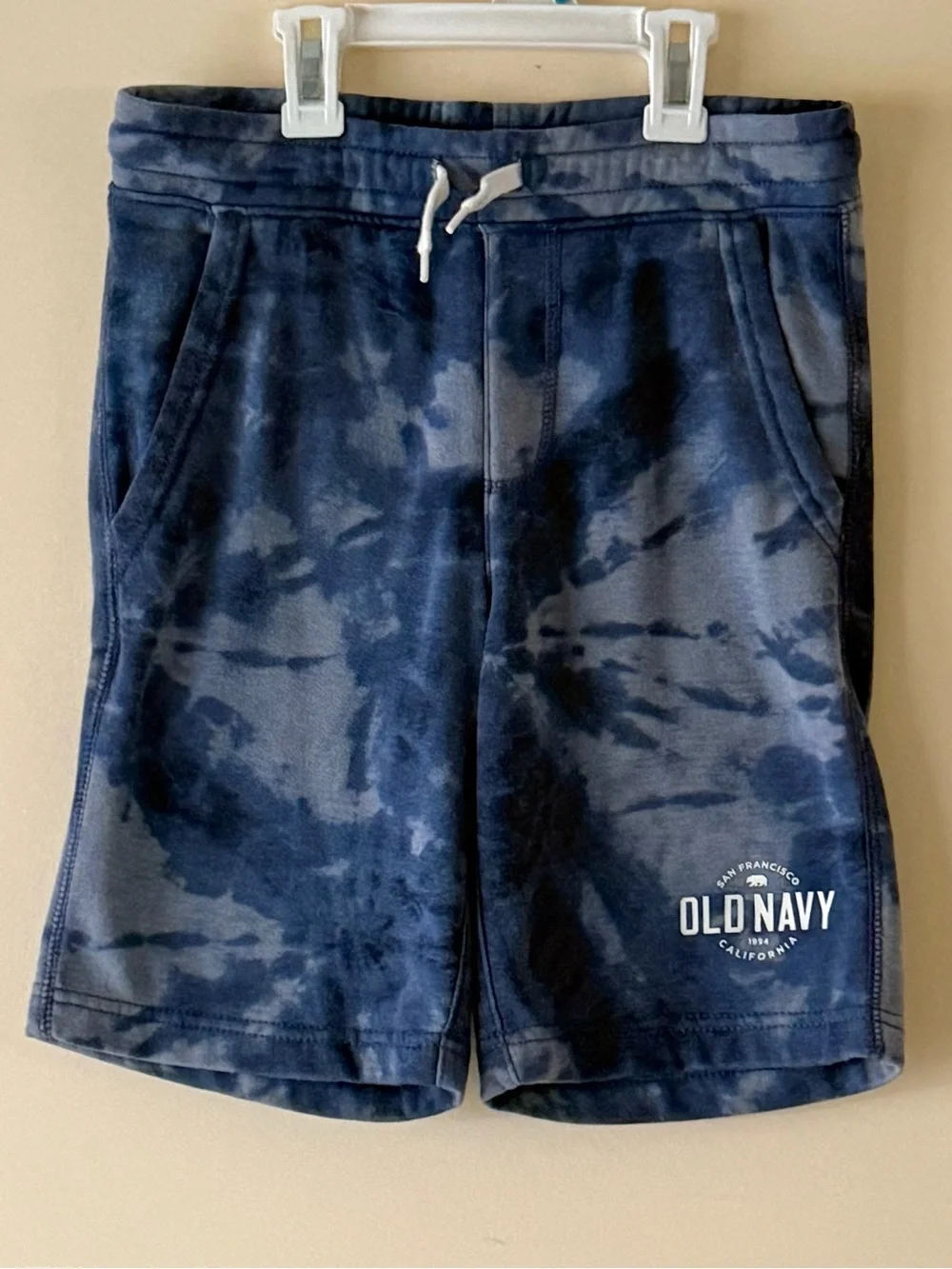 Old Boys Navy Tie-Dye Tee & Shorts Set - Navy Blue, Size L(10-12)